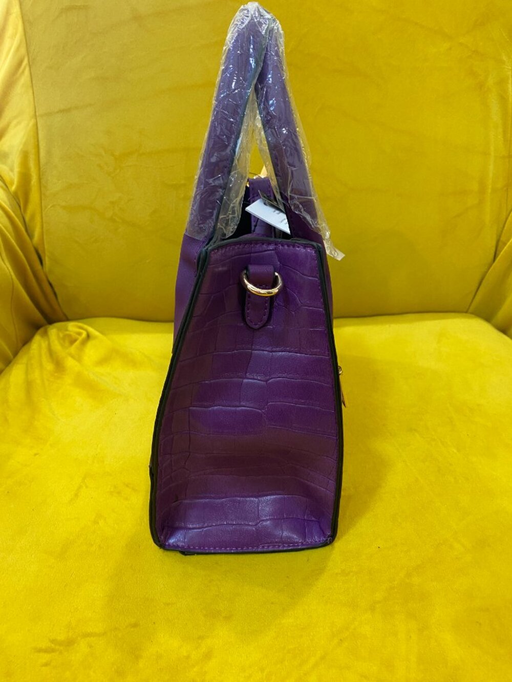 MKF Mia K Collection Purple Croc Embossed Satchel Handbag NWT Vegan Leather - Picture 6 of 9